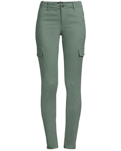 Lands' End Mid Rise Slim Cargo Chino Pants - Green