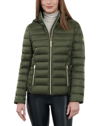 Michael Kors Hooded Packable Down Puffer Coat, Regular & Petite, Created For Macy's - Green