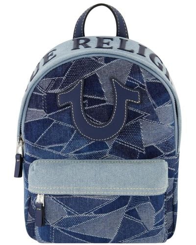 True Religion Mini Denim Logo Backpack - Blue