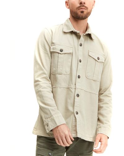 Ron Tomson Modern Relaxed Casual Button-down Shirt - Natural