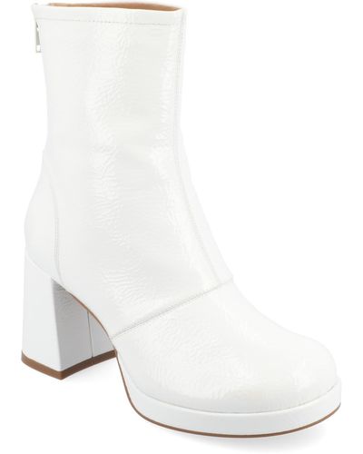 Journee Collection Aylani Tru Comfort Foam Crinkle Patent Faux Leather Platform Boots - White