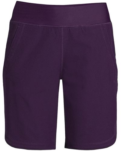 Lands' End Plus Size 9" Quick Dry Modest Swim Shorts - Purple