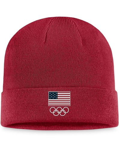 Fanatics Team Usa Flag Cuffed Knit Hat - Red