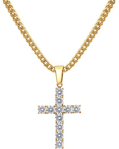 Black Jack Jewelry Cubic Zirconia Cross 24" Pendant Necklace - Metallic