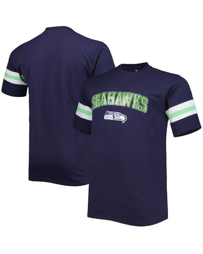 Profile College Seattle Seahawks Big And Tall Arm Stripe T-shirt - Blue