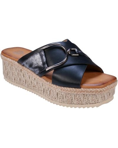Gc Shoes Lindsey Strappy Platform Slide Sandals - Blue