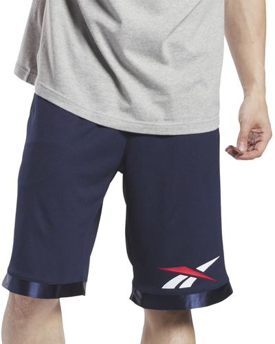 Reebok Regular-fit Logo-print Mesh Basketball Shorts - Blue