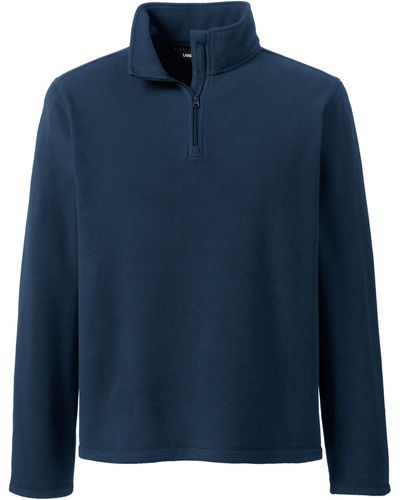 Lands' End School Uniform Lightweight Fleece Quarter Zip Pullover Jacket - Blue