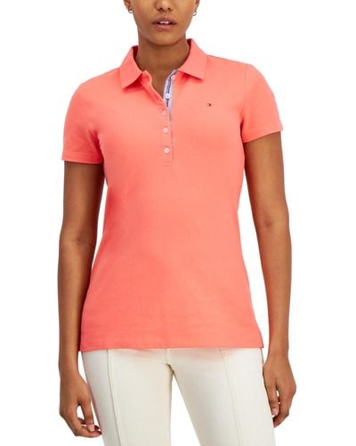 Tommy Hilfiger Solid Short-sleeve Polo Top - Pink