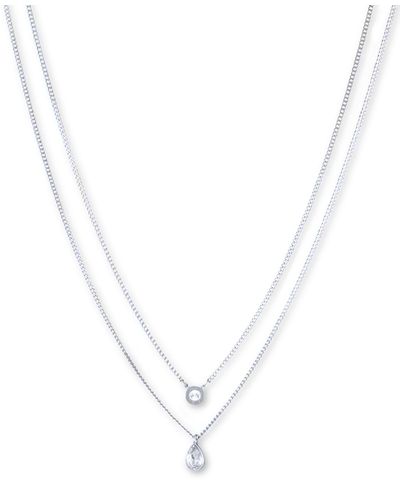 DKNY Double Row Pendant Necklace - White