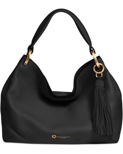 Donna Karan Glenwood Leather Shoulder Bag - Black