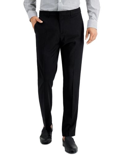 Perry Ellis Slim-fit Non-iron Performance Stretch Heathered Dress Pants - Black