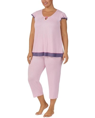 Ellen Tracy Plus Size 2-pc. Printed Cropped Pajamas Set - Pink