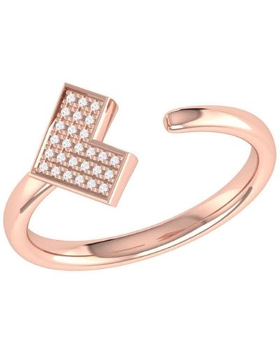 LuvMyJewelry One Way Arrow Design Sterling Silver Diamond Open Ring - Pink