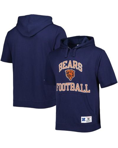 Mitchell & Ness Chicago Bears Washed Short Sleeve Pullover Hoodie - Blue