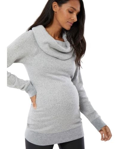 Ingrid & Isabel Maternity Cowl Neck Tunic Sweater - Gray