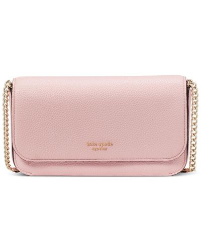 Kate Spade Ava Pebbled Leather Flap Chain Wallet - Pink