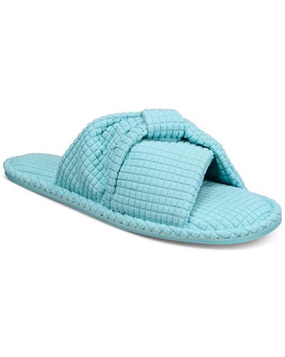 Charter Club Textured Knot-top Slippers - Blue