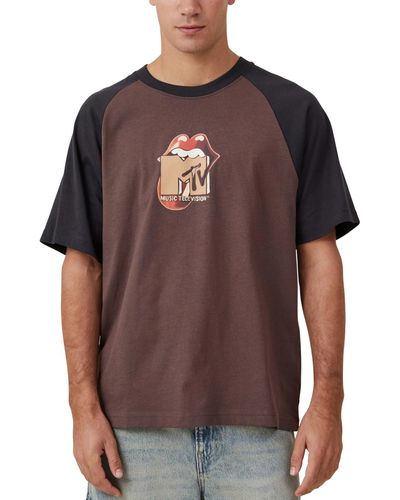 Cotton On Mtv X Rolling Stones Loose Fit T-shirt - Brown
