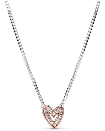 PANDORA Moments 14k -plated Sparkling Cubic Zirconia Freehand Heart Necklace - Metallic