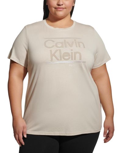 Calvin Klein Performance Plus Size Short-sleeve Logo Tee - Gray