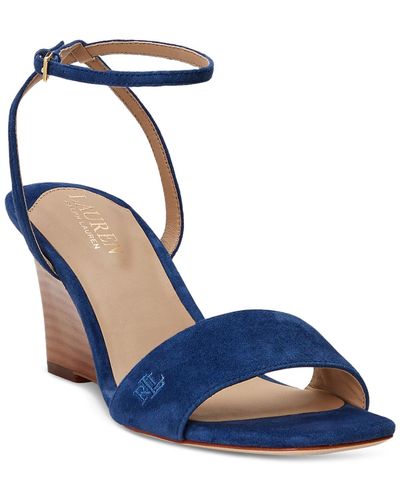Lauren by Ralph Lauren Katherine Ankle-strap Wedge Sandals - Blue