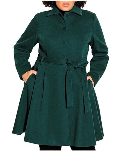 City Chic Plus Size Blushing Belle Coat - Green