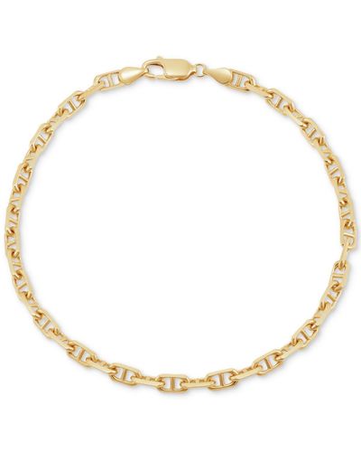 Italian Gold Polished Solid Anchor Link Chain Bracelet - Metallic
