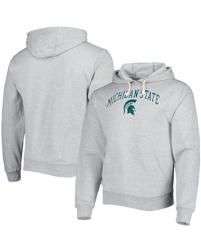 League Collegiate Wear Michigan State Spartans Arch Essential Fleece Pullover Hoodie - Gray
