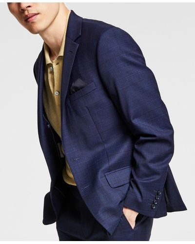 BarIII Skinny-fit Plaid Suit Jacket, Created For Macy's - Blue
