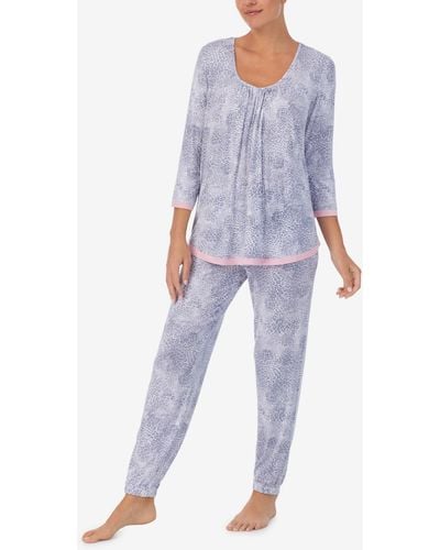 Ellen Tracy 3/4 Sleeve 2 Piece Pajama Set - Blue