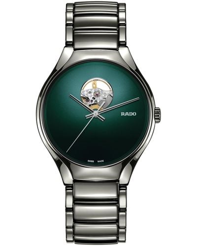Rado Swiss Automatic True Secret Silver High-tech Ceramic Bracelet Watch 40mm - Green