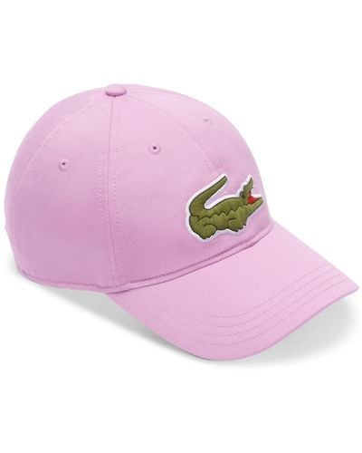 Lacoste Adjustable Croc Logo Cotton Twill Baseball Cap - Pink