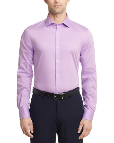 Tommy Hilfiger Th Flex Slim Fit Wrinkle Free Stretch Twill Dress Shirt - Purple