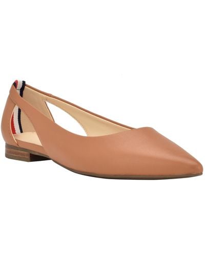 Tommy Hilfiger Velahi Pointy Toe Flat Ballet Shoes - Brown