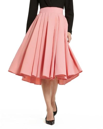 Mac Duggal Faille High Waisted Midi Skirt - Pink