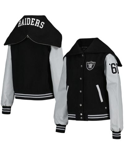 The Wild Collective Las Vegas Raiders Sailor Full-snap Hooded Varsity Jacket - Black