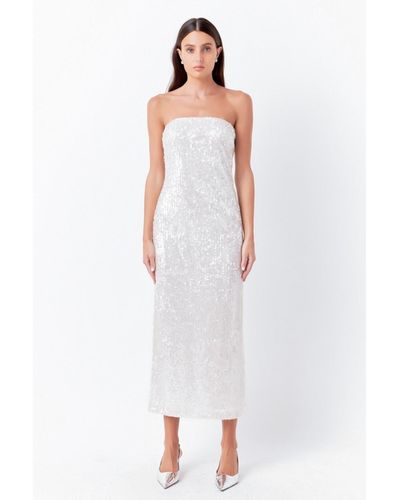 Endless Rose Strapless Sequins Maxi Dress - White