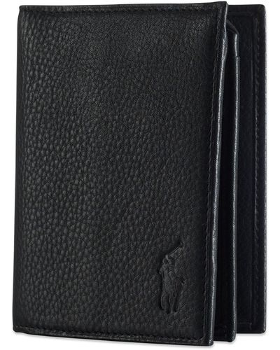 Polo Ralph Lauren Pebbled Leather Window Billfold Wallet - Black