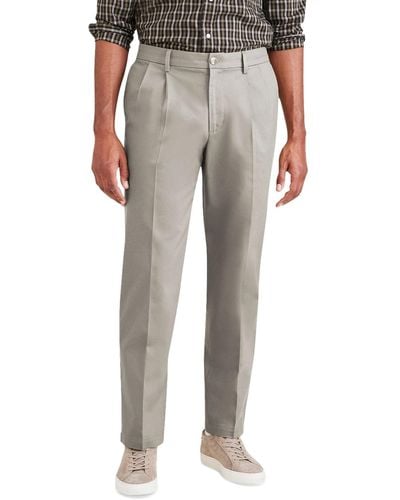 Dockers Big & Tall Signature Classic Fit Pleated Iron Free Pants - Gray