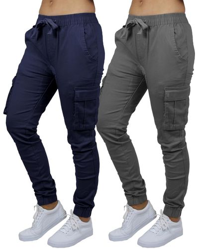 Galaxy By Harvic Loose Fit Cotton Stretch Twill Cargo sweatpants Set - Blue