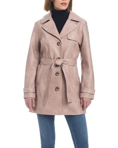 Sanctuary Faux Leather Single-breasted Fitted Trench Coat - Natural
