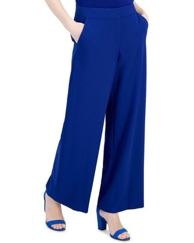 Tahari Mid-rise Wide-leg Career Pants - Blue