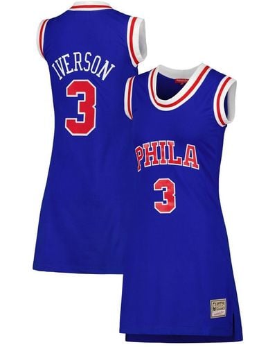 Mitchell & Ness Allen Iverson Philadelphia 76ers 1996 Hardwood Classics Name & Number Player Jersey Dress - Blue