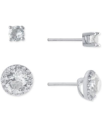 Giani Bernini 2-pc. Set Crystal & Cubic Zirconia Solitaire & Halo Stud Earrings - Metallic
