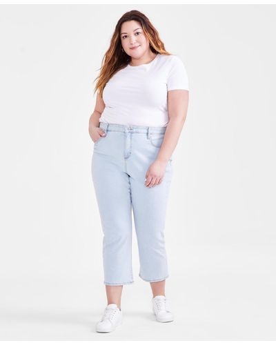 Style & Co. Plus Size Mid-rise Curvy Roll-cuff Capri Jeans - Blue