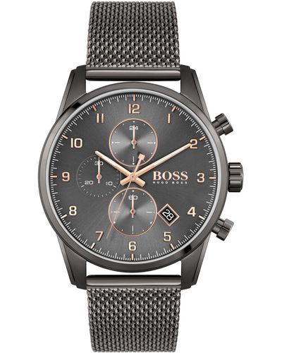 BOSS Skymaster Chronograph Mesh Strap Watch - Gray