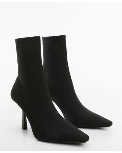 Mango Heel Sock Boots - Black