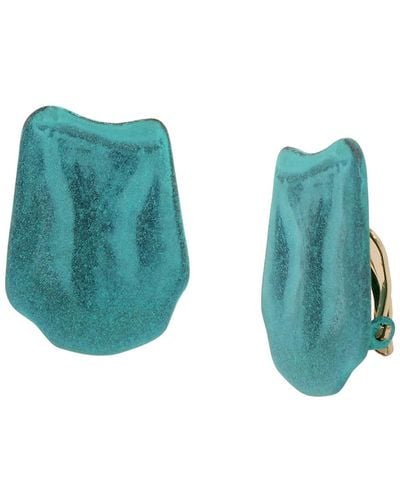 Robert Lee Morris Turquoise Textured Petal Clip-on Earrings - Blue