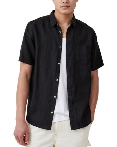 Cotton On Linen Short Sleeve Shirt - Black